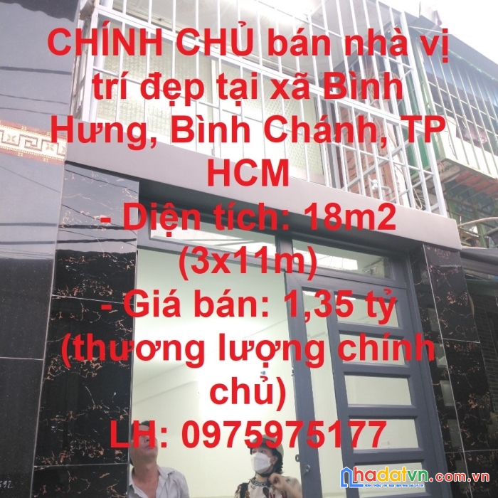 Chính chủ bán nhà vị trí đẹp tại xã bình hưng, bình chánh, tp hcm