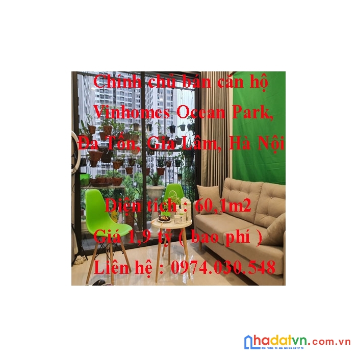 Chính chủ bán căn hộ vinhomes ocean park, đa tốn, gia lâm, hà nội