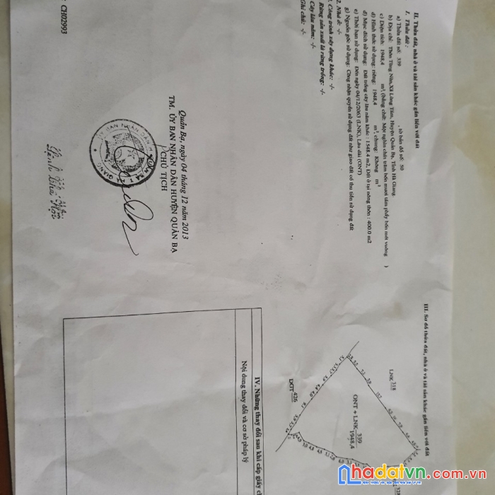 Bán mảnh đất thuộc thôn tùng nùn, xã lùng tám, quản bạ, hà giang.