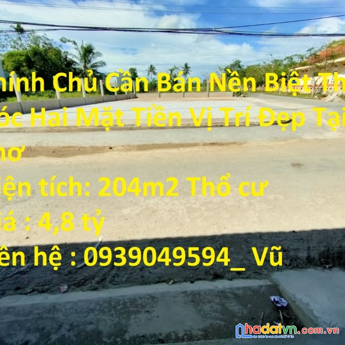 Chính chủ cần bán nền biệt thự góc hai mặt tiền vị trí đẹp tại cần thơ