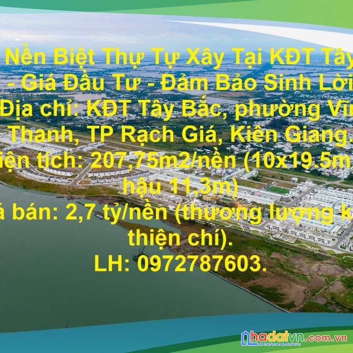 Cặp nền biệt thự tự xây tại kđt tây bắc - giá đầu tư - đảm bảo sinh lời