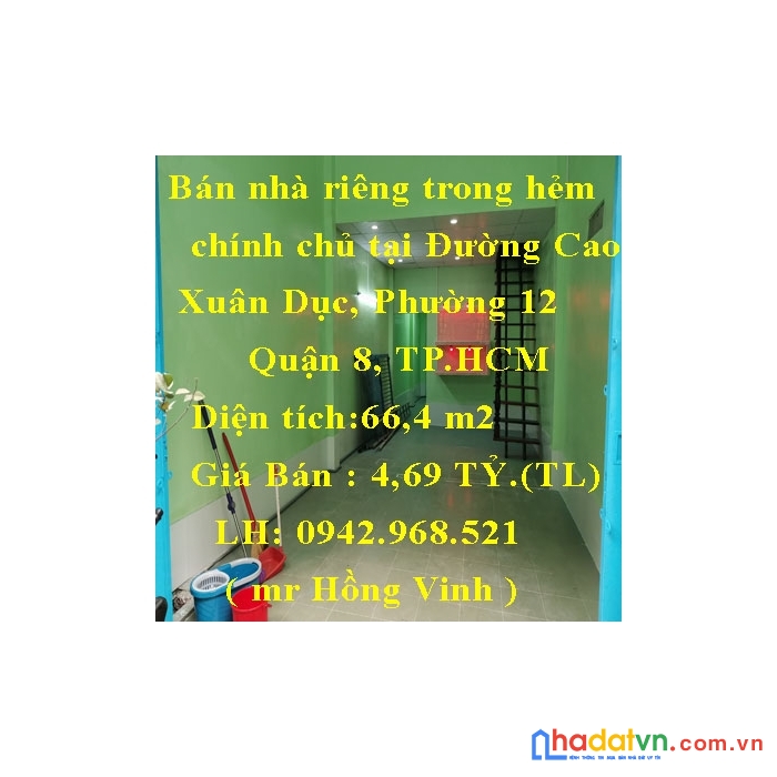 Bán nhà riêng trong hẻm 66.4m2 chính chủ tại quận 8