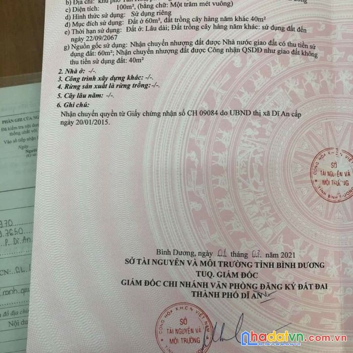 Đất nền khu dân cư đối diện go dĩ an