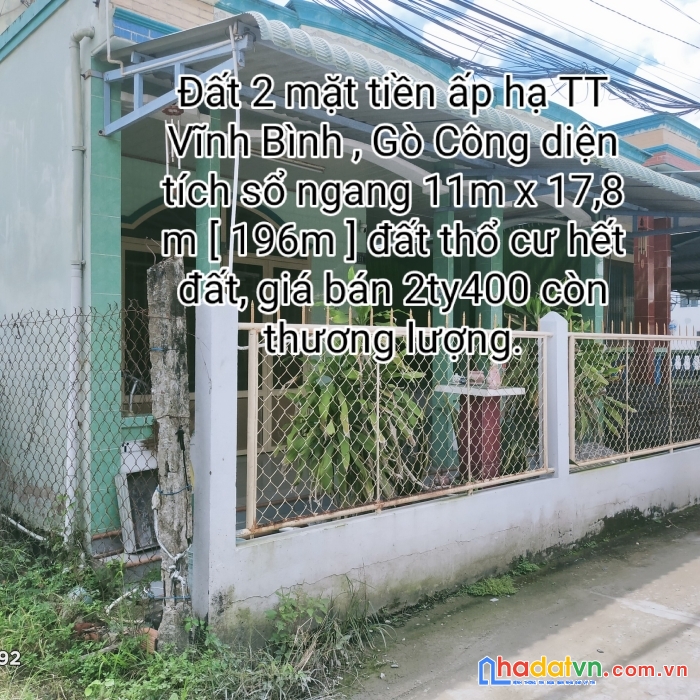 Cần bán gấp lô đất kèm nhà vị trí đắc địa hai mặt tiền tại gò công tây, tiền giang