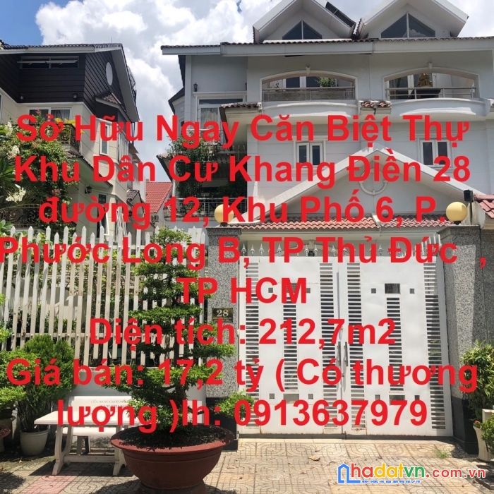 Sở hữu ngay căn biệt thự khu dân cư khang điền ,tp thủ đức, tp hcm