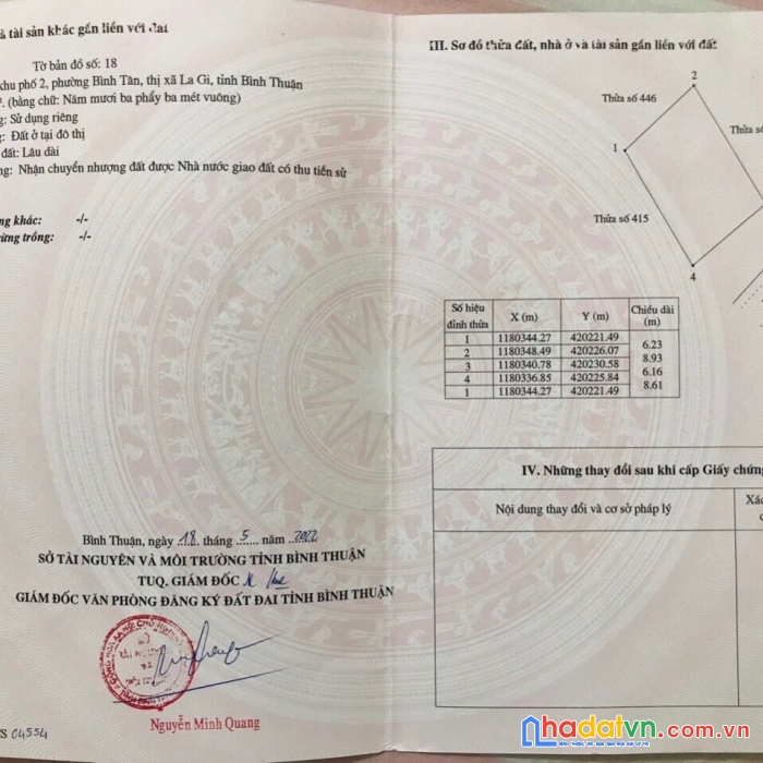 Chính chủ cần bán lô đất vị trí đẹp tại bình thuận