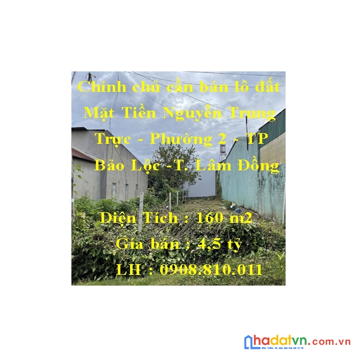 Chính chủ cần bán lô đất mặt tiền nguyễn trung trực - phường 2 - tp bảo lộc - lâm đồng