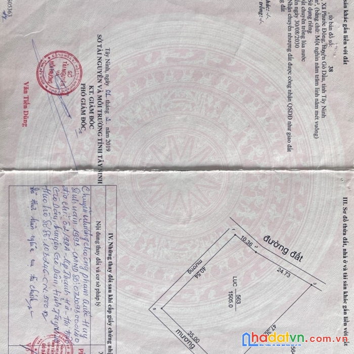 Đất gần kcn phước đông thổ cư, đường thông, dân cư đông