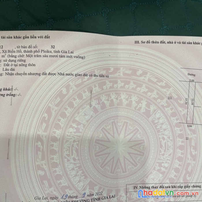 Chính chủ cần bán gấp lô đất đẹp, vị trí đắc địa tại biển hồ, tp plieku, gia lai