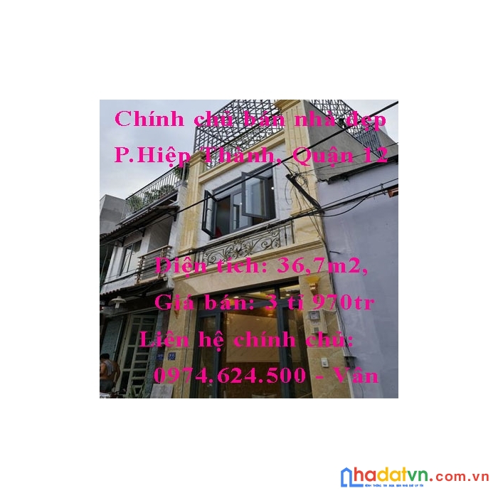 Chính chủ bán nhà đẹp 1 trệt 2 lầu p.hiệp thành, quận 12 giá tốt