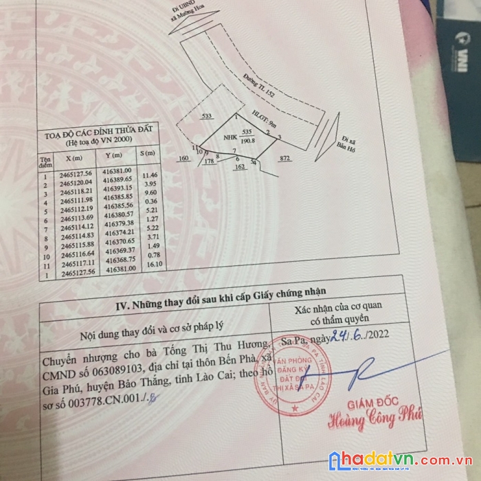 Bán mảnh đất vạn dền sử 2, mường hoa sapa