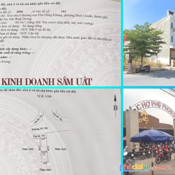 Bán lô đất mặt tiền kinh doanh nhánh đt 743  chợ phú phong chỉ 2,5 tỷ