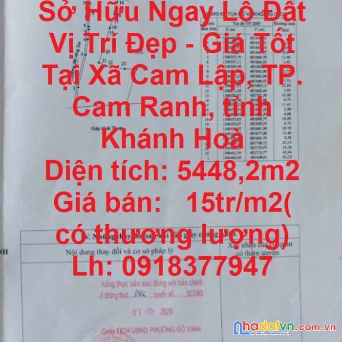 Sở hữu ngay lô đất vị trí đẹp - giá tốt tại xã cam lập, tp. cam ranh, tỉnh khánh hoà