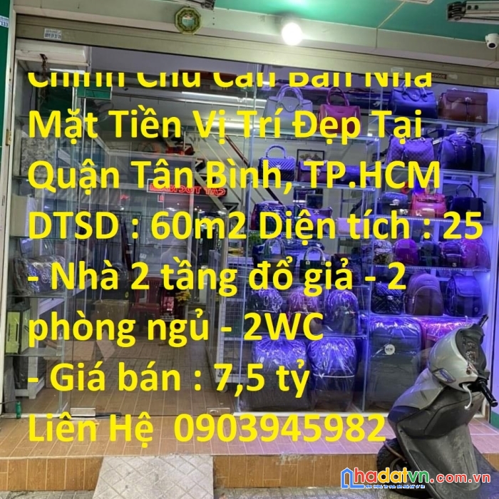 Chính chủ cần bán nhà mặt tiền vị trí đẹp tại quận tân bình, tp.hcm