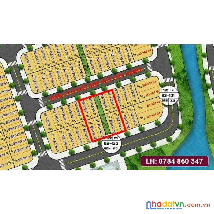 Bán 2 lô đất kẹp vệt cây xanh tại fpt