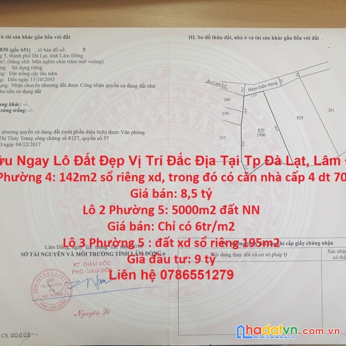 Sở hữu ngay lô đất đẹp vị trí đắc địa tại tp đà lạt, lâm đồng