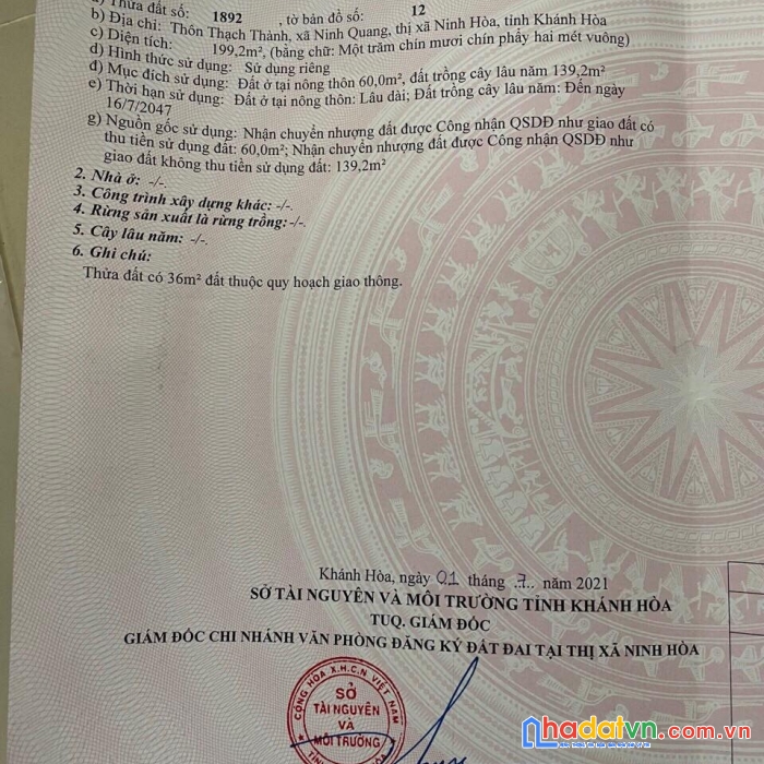 Bán lô đất gần ql26  giá chỉ 7tr3 ninh quang ninh hoà lh 0985451850 xuân xuyên