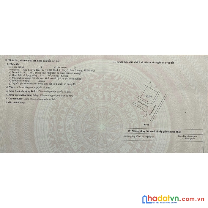 Bán đất dịch vụ tân tây đô 132m2 lô góc đường lớn 76tr/m2