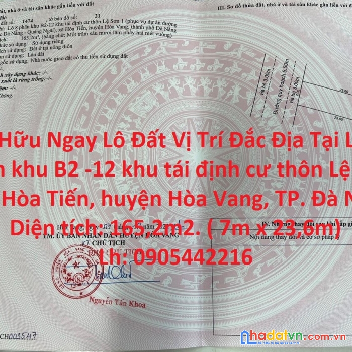 Sở hữu ngay lô đất vị trí đắc địa tại huyện hòa vang, thành phố đà nẵng.