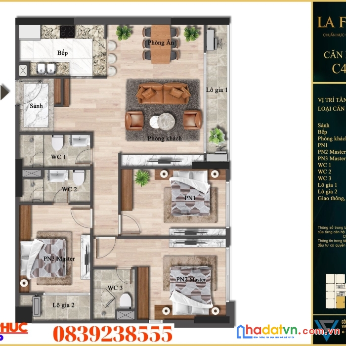 Bán căn 3 phòng ngủ dự án lafortuna vĩnh yên. lh 0839238555