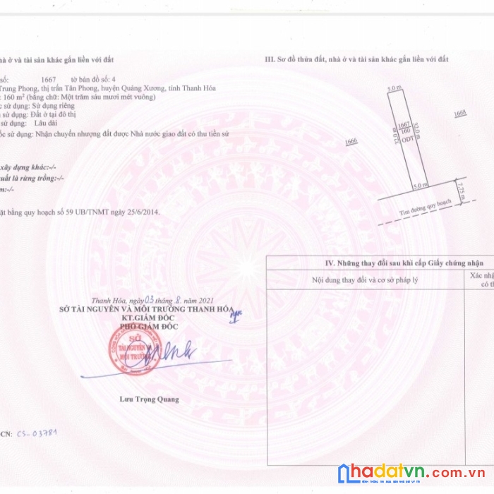 Bán đất cách đường ql1a chỉ 50m tại thị trấn tân phong, quảng xương, thanh hóa.