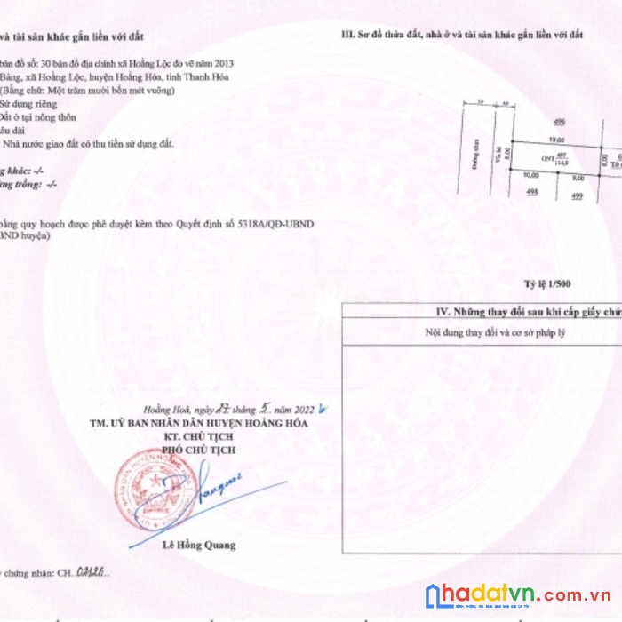 Bán lô đất xã hoằng lộc, hoằng hóa, thanh hóa.