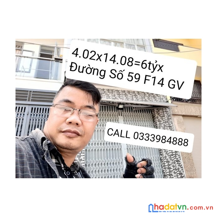 Mặt tiền hẻm 120 có 6 tỷ đường số 59 phường 14 quận gò vấp tphcm