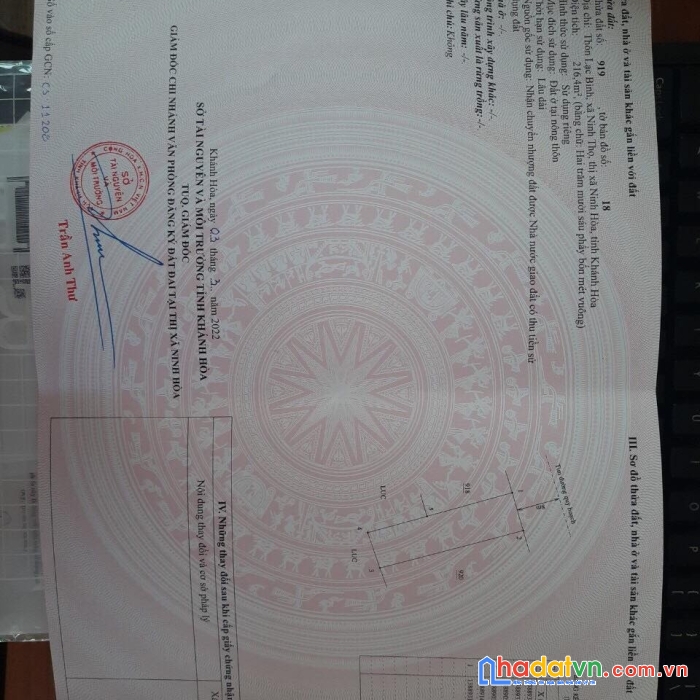 Bán lô đất gần khu công ngiệp nvp ninh thọ ninh hoà lh 0985451850 xuân xuyên
