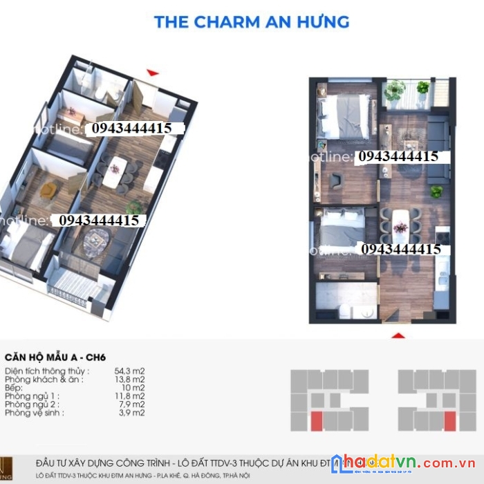 The charm an hưng hà đông - 54m2- 2pn 1vs - sổ hồng lâu dài - giá chỉ 3xtr
