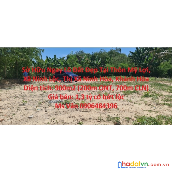 Sở hữu ngay lô đất đẹp tại thôn mỹ lợi, xã ninh lộc, thị xã ninh hòa, khánh hòa