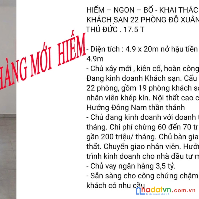 Định cư nước ngoài bán khách sạn mới đẹp  17.5 tỷ -  phước long a  quận 9 - thủ đức