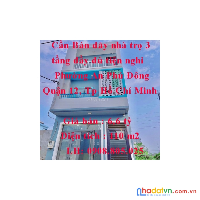 Cần bán dãy nhà trọ 3 tầng đầy đủ tiện nghi phường an phú đông, quận 12, tp hồ chí minh