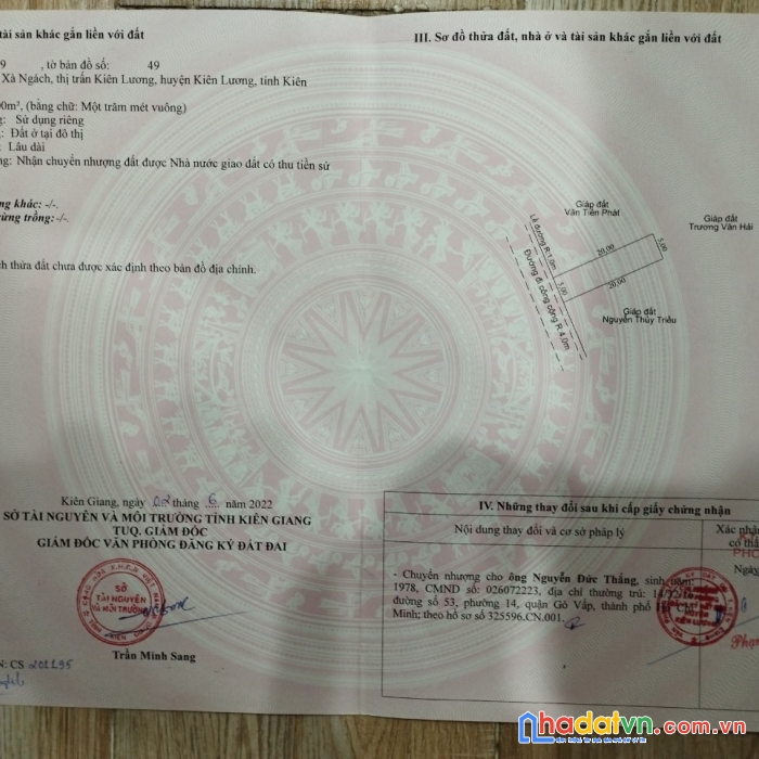 Chính chủ cần bán gấp lô đất vị trí đẹp tại kiên lương, kiên giang