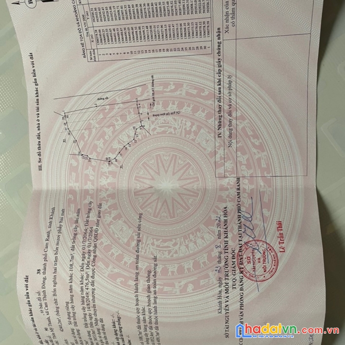 Chính chủ bán gấp đất vị trí đẹp tại tỉnh khánh hòa