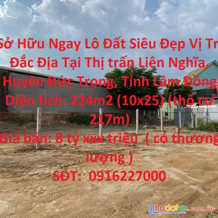Sở hữu ngay lô đất siêu đẹp vị trí đắc địa tại đức trọng- lâm đồng
