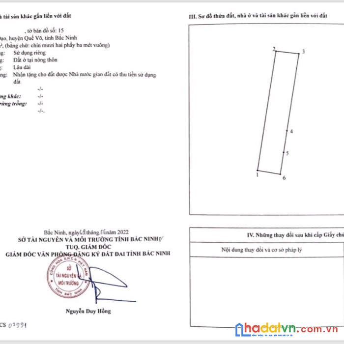 Chính chủ bán lô đất mộ đạo quế võ bắc ninh 92,3m2 mặt tiền 4,2m