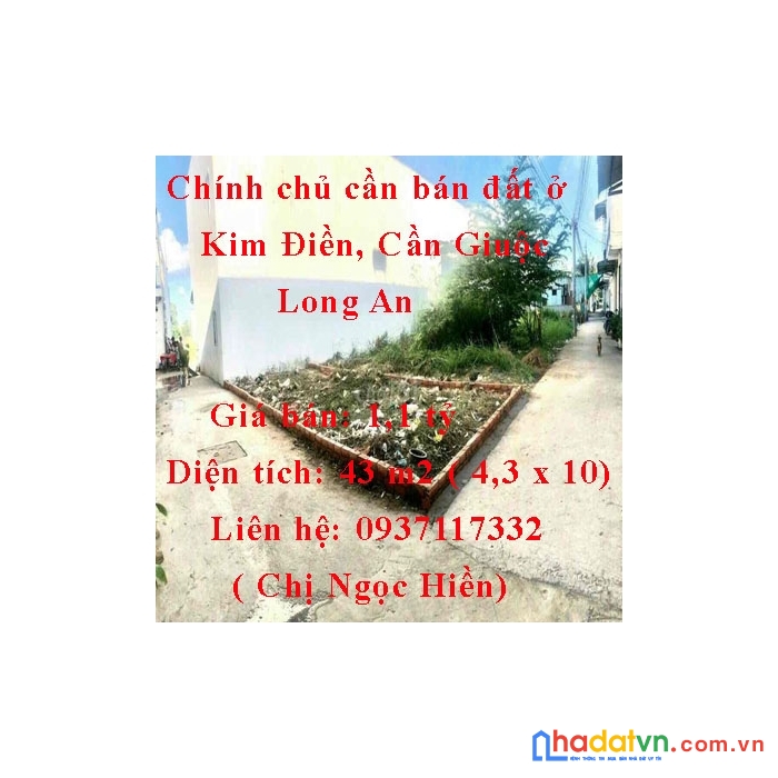 Chính chủ cần bán đất ở kim điền, cần giuộc, long an