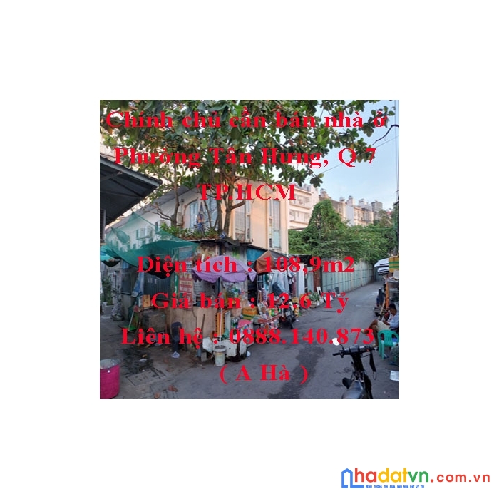 Chính chủ cần bán nhà ở phường tân hưng, quận 7, tp.hcm