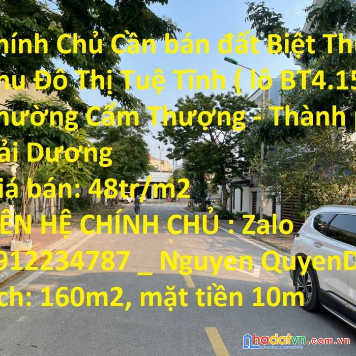 Chính chủ cần bán đất biệt thự khu đô thị tuệ tĩnh ( lô bt4.15 ) phường cẩm thượng – thành phố hải