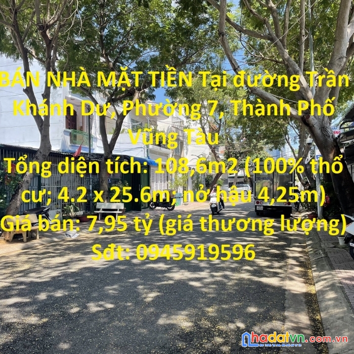 Bán nhà mặt tiền tại phường 7, tp vũng tàu