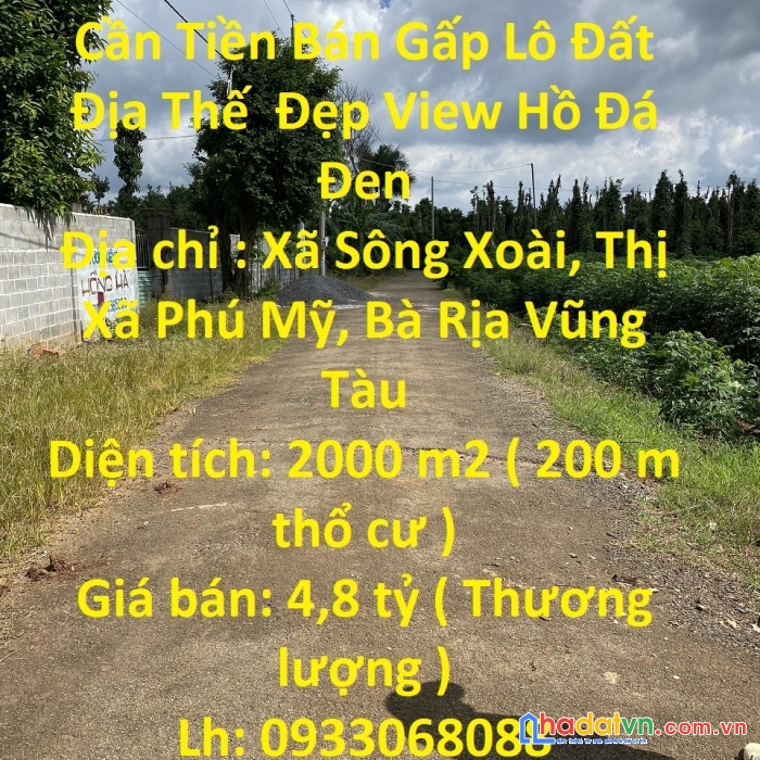 Cần tiền bán gấp lô đất địa thế  đẹp view hồ đá đen