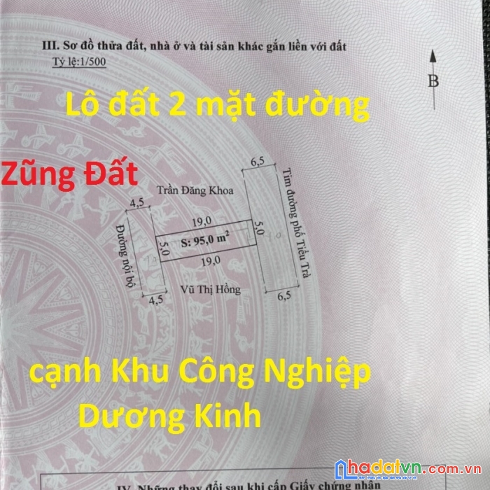 Lô đất 2 mặt đường tuyến 2 đường vành đai 2 tiểu trà ,dương kinh 2,x tỷ