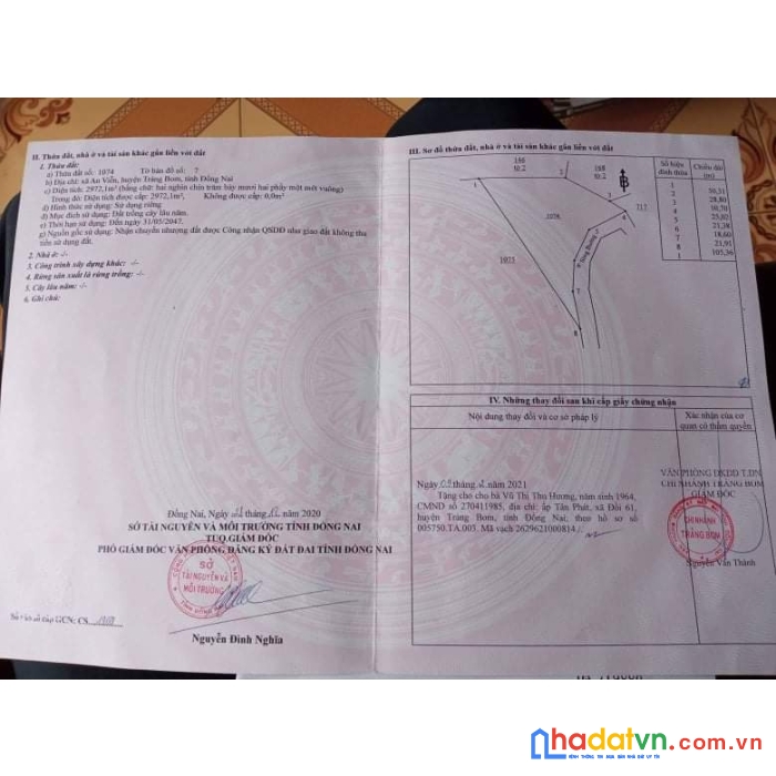 Cần bán lô đất tại xã an viễn, huyện trảng bom, tỉnh đồng nai