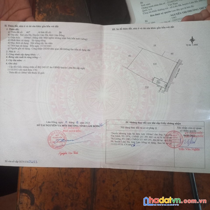 Chính chủ cần bán 20m mặt tiền đường nhựa. xã liên hà huyện lâm hà.