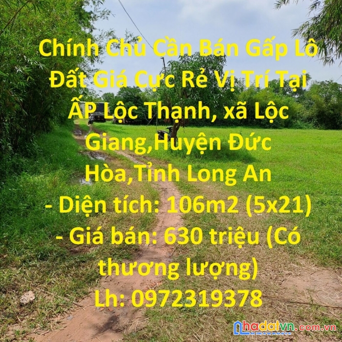 Chính chủ cần bán gấp lô đất giá cực rẻ vị trí tại đức hòa-long an