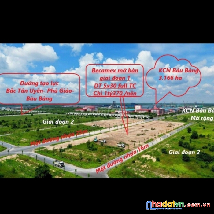 Đât nằm ngay kcn bàu bàng, cách quôc lọ 13  200m, giá 680tr/ 100m2