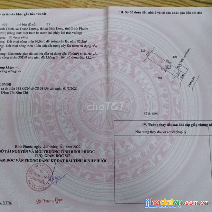 Chính chủ bán đất ấp thanh thịnh xã thanh lương, thị xã bình long, tỉnh bình phước