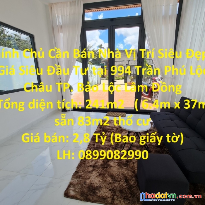 Chính chủ cần bán nhà vị trí siêu đẹp – giá siêu đầu tư tại tp bảo lộc - lâm đồng