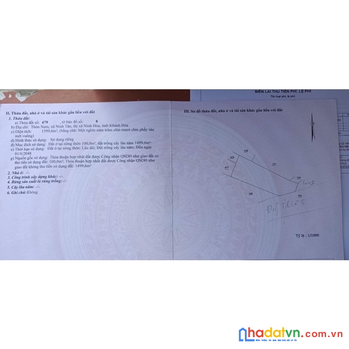 Bán lô đất mặt tiền dt5 ngang 24m  có thổ ninh tân ninh hoà lh 0985451850 xuân xuyên
