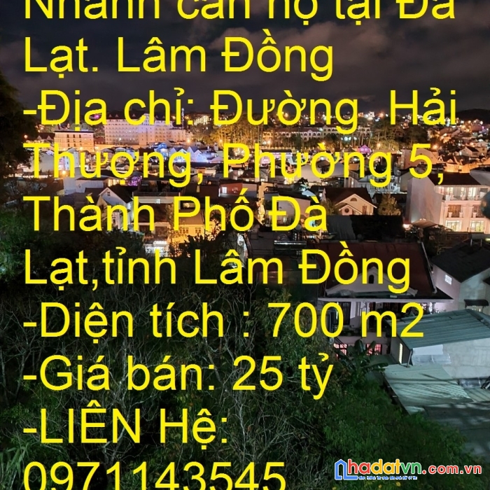 Chính chủ cần bán nhanh căn hộ vị trí đẹp ngay trung tâm thành phố tại đà lạt. lâm đồng